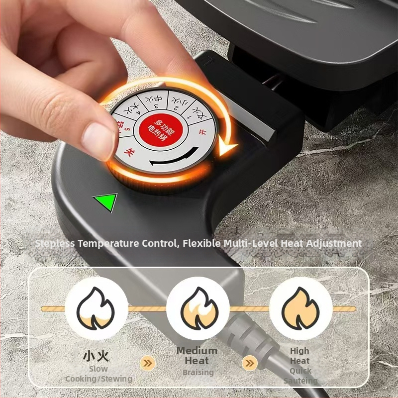 Električna tava za grill s prilagodljivom temperaturom, 1500W+, aluminijsko tijelo, kapacitet 6 L, pare i Teppanyaki funkcije