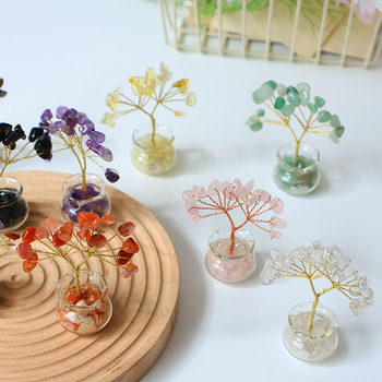 Muniro Δέντρο από ροζ κρύσταλλο, σετ 12 τεμάχια, παραδοσιακό αγροτικό στυλ, διακόσμηση επίπλων από κρύσταλλο