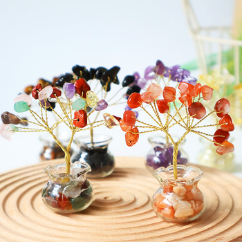 Muniro Δέντρο από ροζ κρύσταλλο, σετ 12 τεμάχια, παραδοσιακό αγροτικό στυλ, διακόσμηση επίπλων από κρύσταλλο