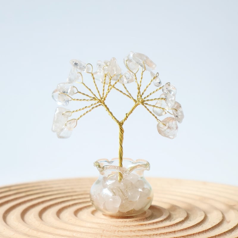 Muniro Δέντρο από ροζ κρύσταλλο, σετ 12 τεμάχια, παραδοσιακό αγροτικό στυλ, διακόσμηση επίπλων από κρύσταλλο