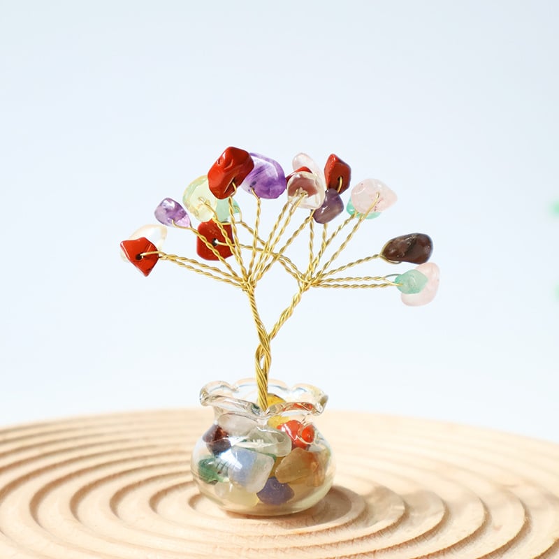 Muniro Δέντρο από ροζ κρύσταλλο, σετ 12 τεμάχια, παραδοσιακό αγροτικό στυλ, διακόσμηση επίπλων από κρύσταλλο