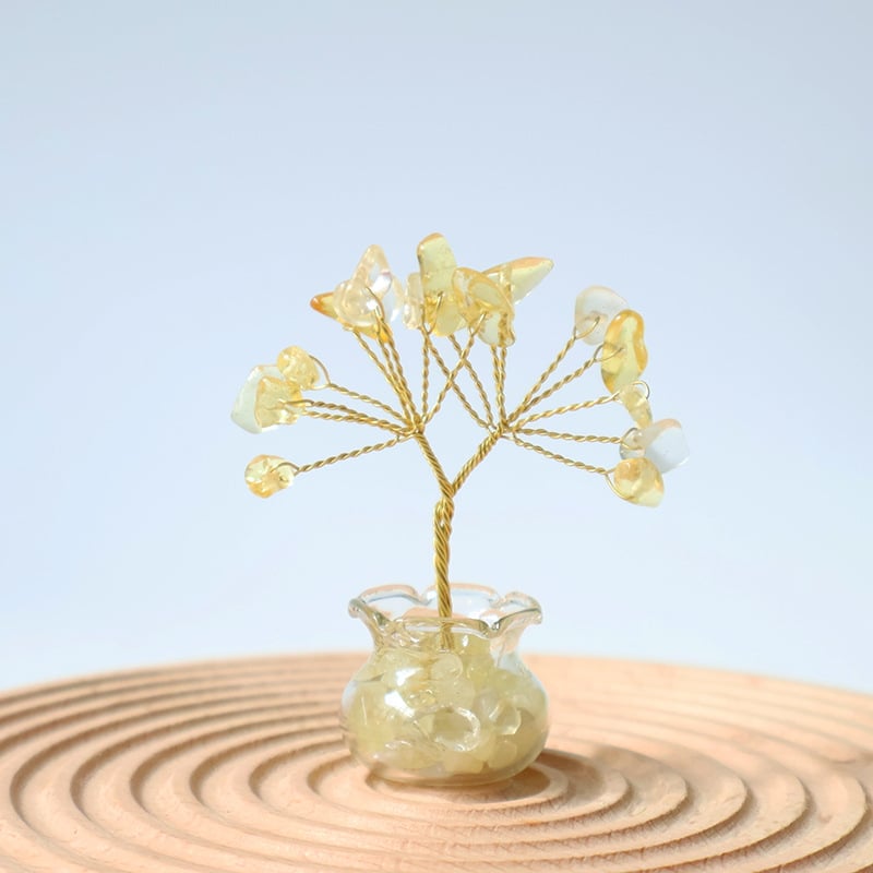 Muniro Δέντρο από ροζ κρύσταλλο, σετ 12 τεμάχια, παραδοσιακό αγροτικό στυλ, διακόσμηση επίπλων από κρύσταλλο