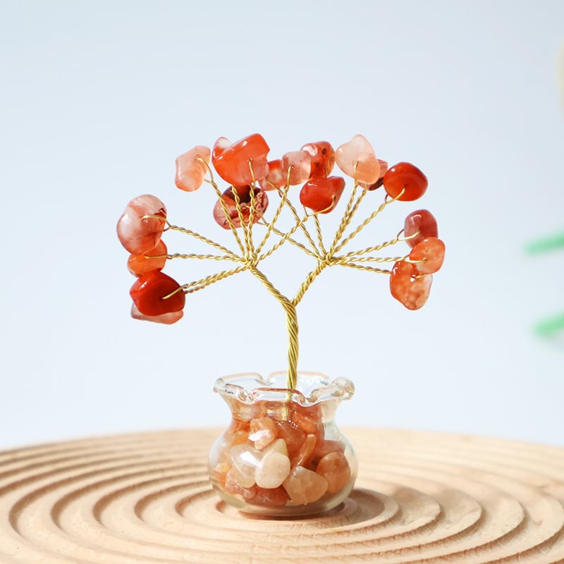 Muniro Δέντρο από ροζ κρύσταλλο, σετ 12 τεμάχια, παραδοσιακό αγροτικό στυλ, διακόσμηση επίπλων από κρύσταλλο