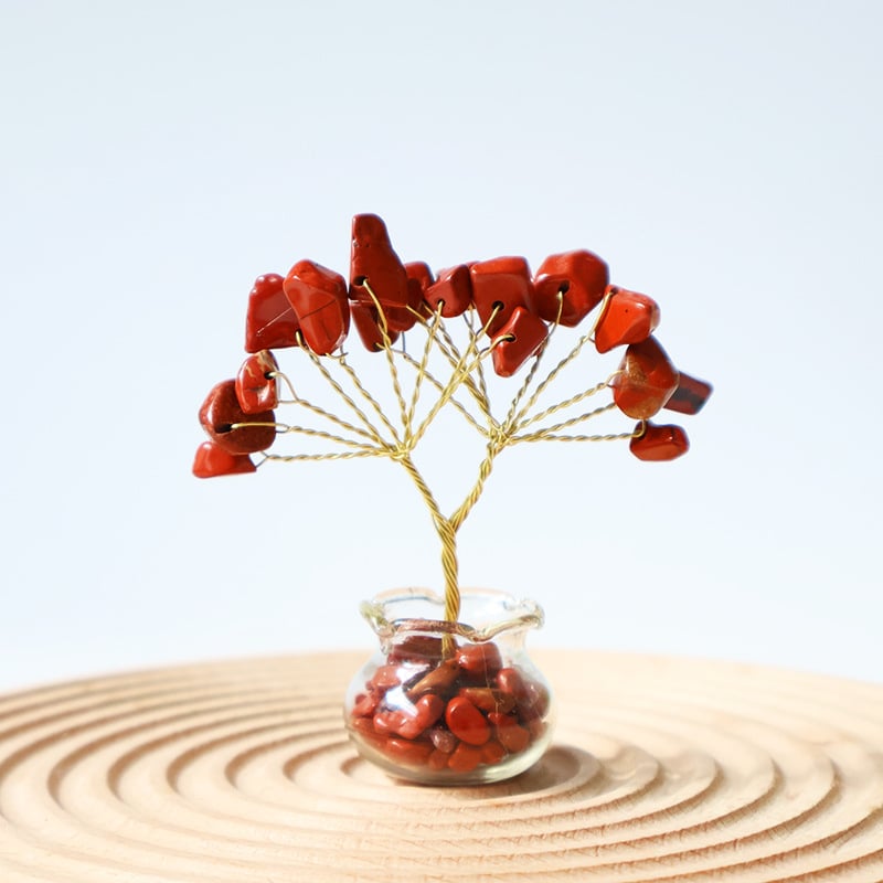 Muniro Δέντρο από ροζ κρύσταλλο, σετ 12 τεμάχια, παραδοσιακό αγροτικό στυλ, διακόσμηση επίπλων από κρύσταλλο