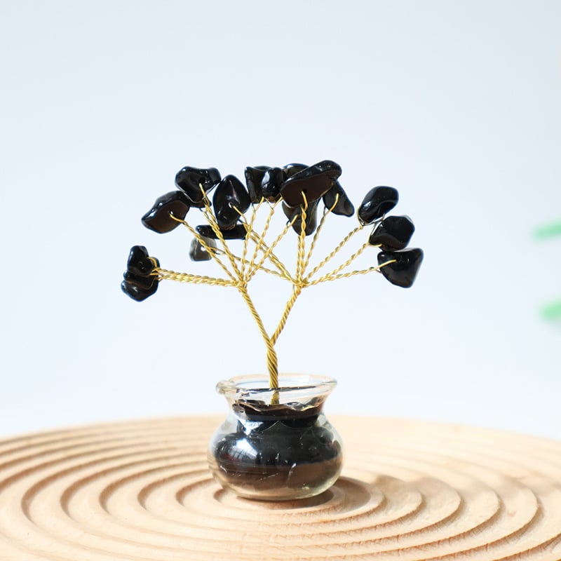 Muniro Δέντρο από ροζ κρύσταλλο, σετ 12 τεμάχια, παραδοσιακό αγροτικό στυλ, διακόσμηση επίπλων από κρύσταλλο