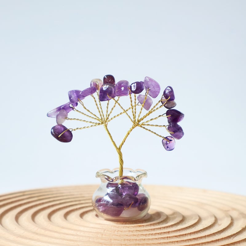 Muniro Δέντρο από ροζ κρύσταλλο, σετ 12 τεμάχια, παραδοσιακό αγροτικό στυλ, διακόσμηση επίπλων από κρύσταλλο