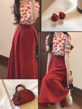 Costum din două piese cu cămașă – fustă mini cu talie înaltă, PVC și Spandex, vară