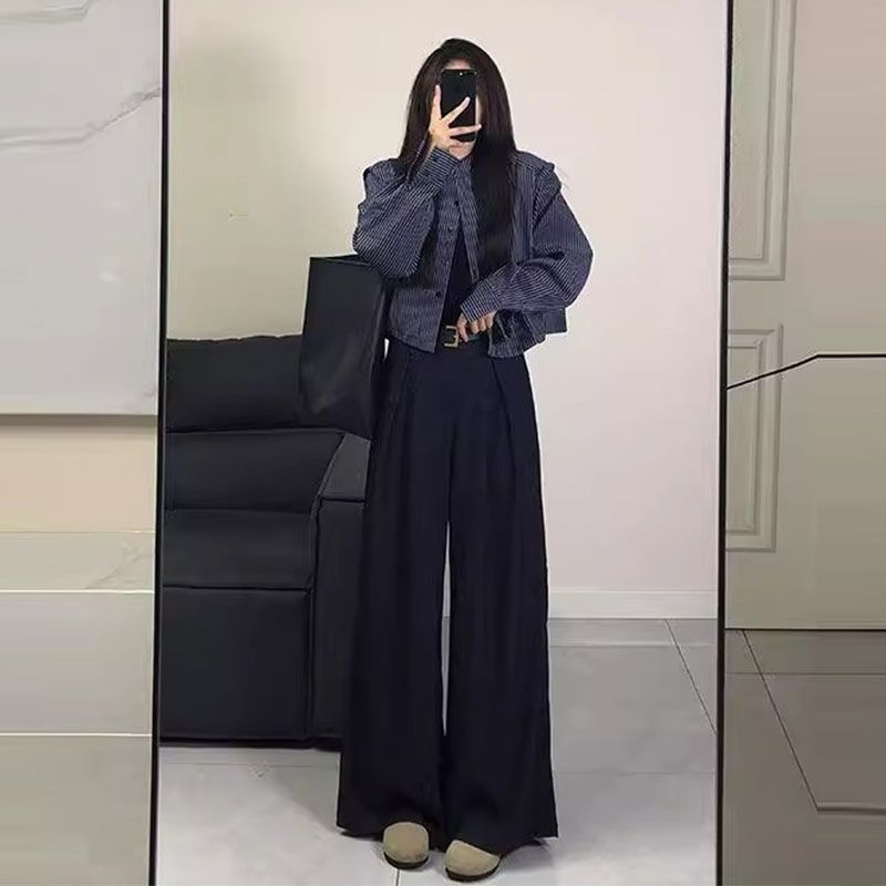 Ženski dvodijelni casual kostim – stil Royal Sister, top s dugim rukavima i hlače, poliesterska tkanina, PVC osnova