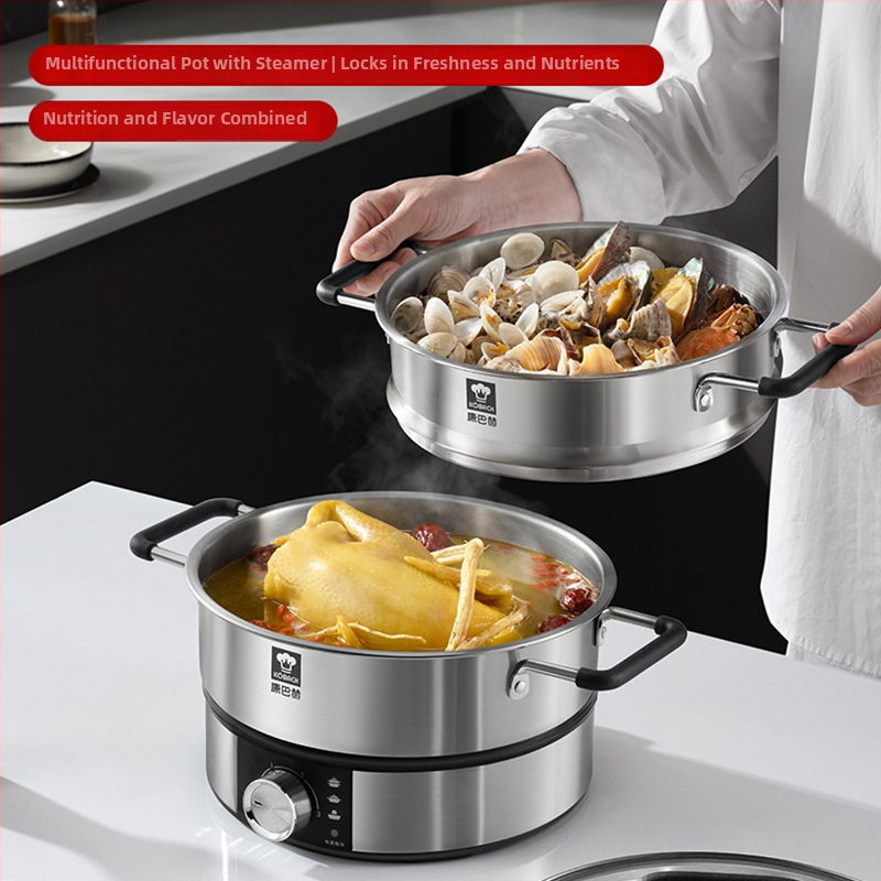 Cambax 304 Ανοξείδωτο Ατσάλι Ηλεκτρική Κατσαρόλα, Πολυλειτουργική, Μοντέλο XRDJG-32B, 1355W, 220V