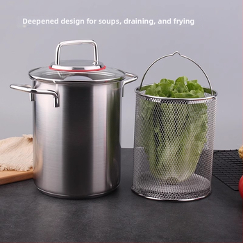 Kerman co1118: Πολυλειτουργική κατσαρόλα από ανοξείδωτο ατσάλι 316 για βαθύ τηγάνισμα και σούπες, με συνθετικό πολλαπλών στρώσεων πάτο και καπάκι από ανοξείδωτο ατσάλι με γυαλί