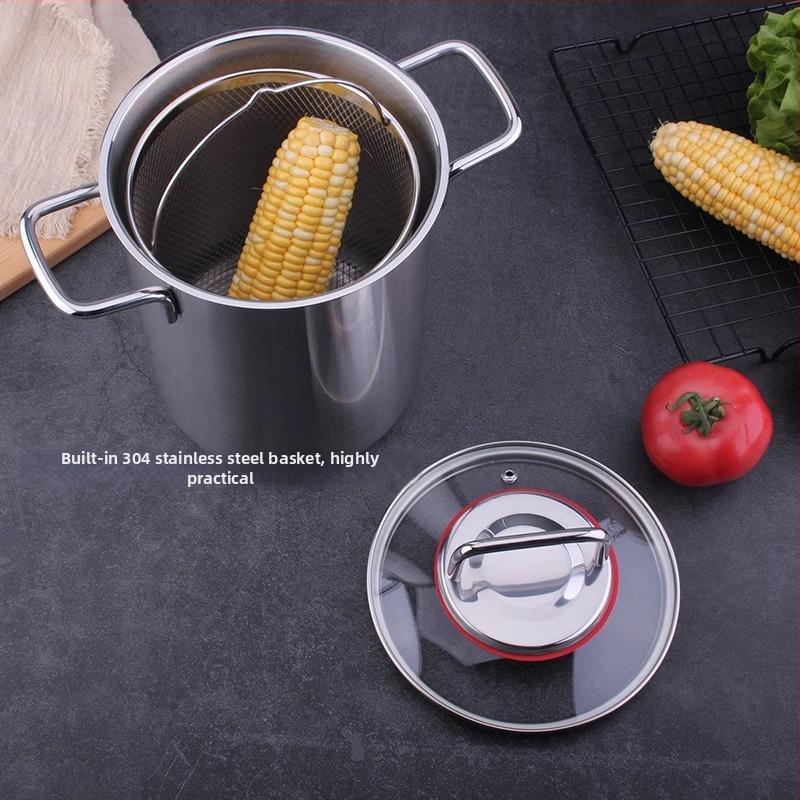 Kerman co1118: Πολυλειτουργική κατσαρόλα από ανοξείδωτο ατσάλι 316 για βαθύ τηγάνισμα και σούπες, με συνθετικό πολλαπλών στρώσεων πάτο και καπάκι από ανοξείδωτο ατσάλι με γυαλί