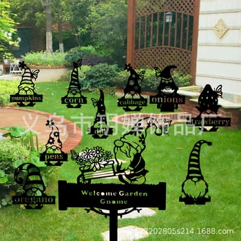 Метална градинска гном-скулптура за открито посрещане (Материал: метал; Стил: модерен минимализъм; Подходящ за подарък; Бранд: Yue Chan Jewelry)