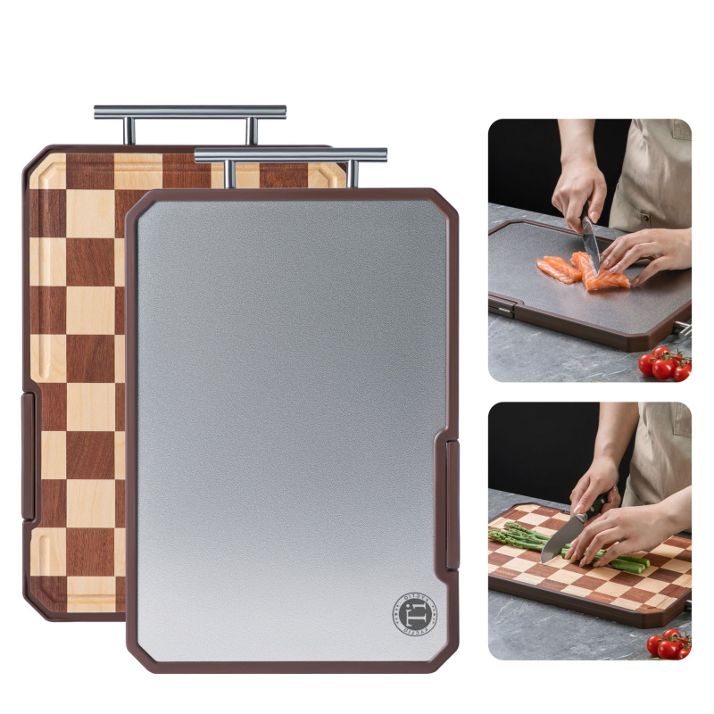 Дъска за рязане, антибактериална, двустранна, кухненска употреба, неръждаема стомана, персонализируема, марка Double gun