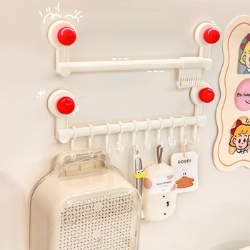 Кухненски държач в ред за стенен монтаж с вакуумни чашки, без пробиване, многофункционална поставка за прибори (лъжици, лопатки); Материал: PP+PET; Тегло: 300 g; Обработка: пръскано боядисване; Стил: модерен минимализъм