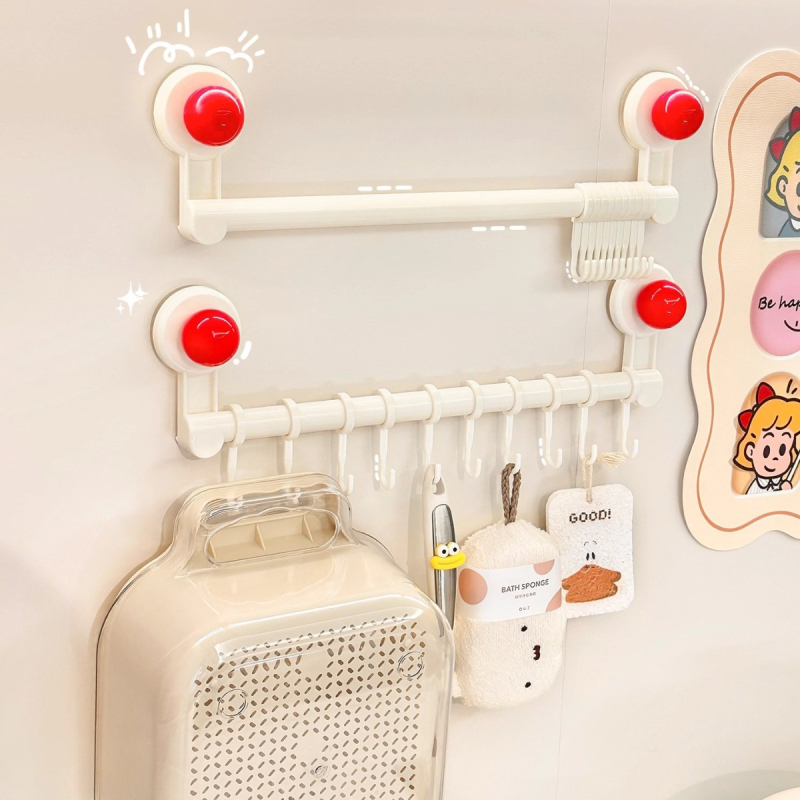 Кухненски държач в ред за стенен монтаж с вакуумни чашки, без пробиване, многофункционална поставка за прибори (лъжици, лопатки); Материал: PP+PET; Тегло: 300 g; Обработка: пръскано боядисване; Стил: модерен минимализъм