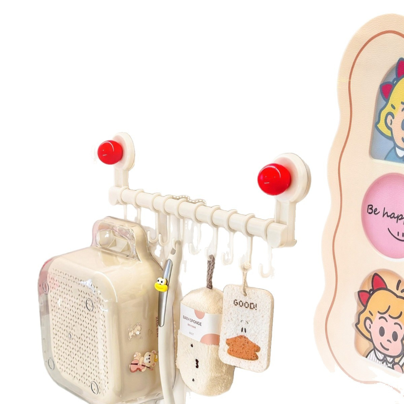 Кухненски държач в ред за стенен монтаж с вакуумни чашки, без пробиване, многофункционална поставка за прибори (лъжици, лопатки); Материал: PP+PET; Тегло: 300 g; Обработка: пръскано боядисване; Стил: модерен минимализъм