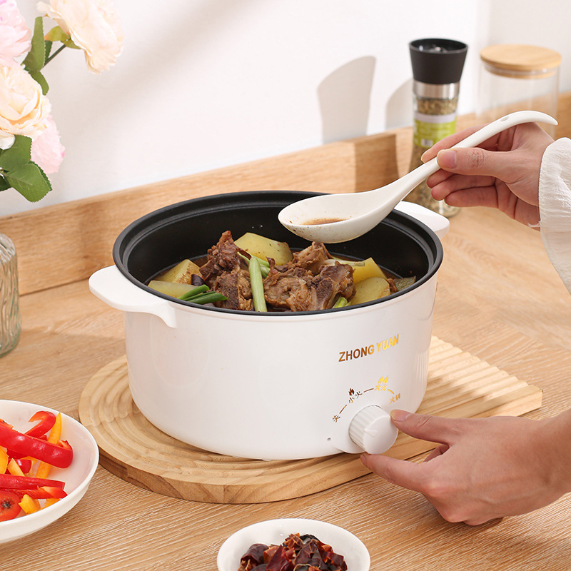 Електрическа мултифункционална тенджера за готвене, голям капацитет, 800 W, функции: пара, пържене, варене, задушаване, 3–4 л, вътрешен съд от неръждаема стомана