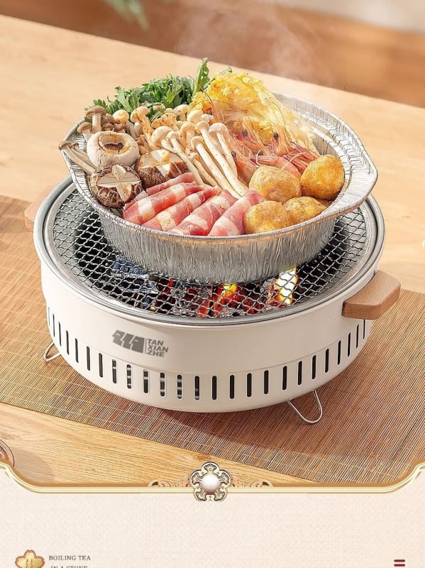 Explorer Prijenosni štednjak • Nehrđajući čelik • 2 kg • Pogodno za 3–5 osoba • Model TXZ-HK5001: Višestruka upotreba – napajanje iz mreže ili ugljena