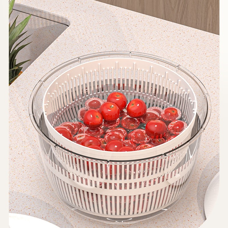 Hongrui Home Dehidrator multifuncțional pentru legume și fructe, cu coș de drenaj rotativ manual, din plastic, stil japonez