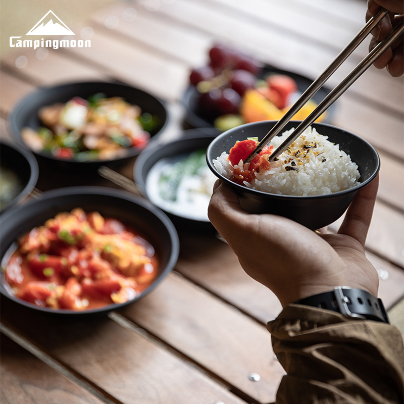 CAMPINGMOONG posuda od nehrđajućeg čelika, prijenosni set posuđa za 1–3 osobe