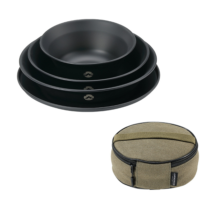 CAMPINGMOONG posuda od nehrđajućeg čelika, prijenosni set posuđa za 1–3 osobe