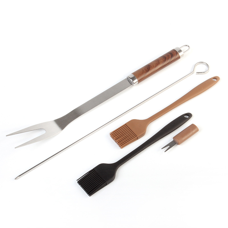 Set BBQ alata od nehrđajućeg čelika, nož, kliješta, četka, vilica i lopatica (10 kom.)