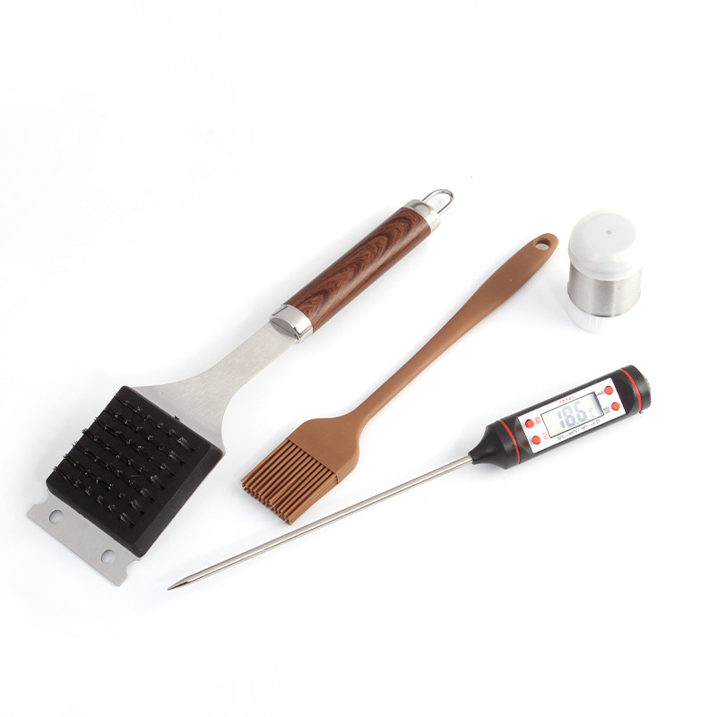 Set BBQ alata od nehrđajućeg čelika, nož, kliješta, četka, vilica i lopatica (10 kom.)