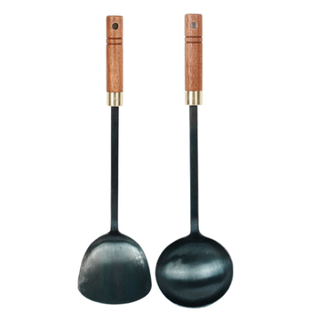 Set metalnih spatula i žlica sa Sabri drškom od drva, teppanyaki kuhinjski pribor, otporan na visoke temperature