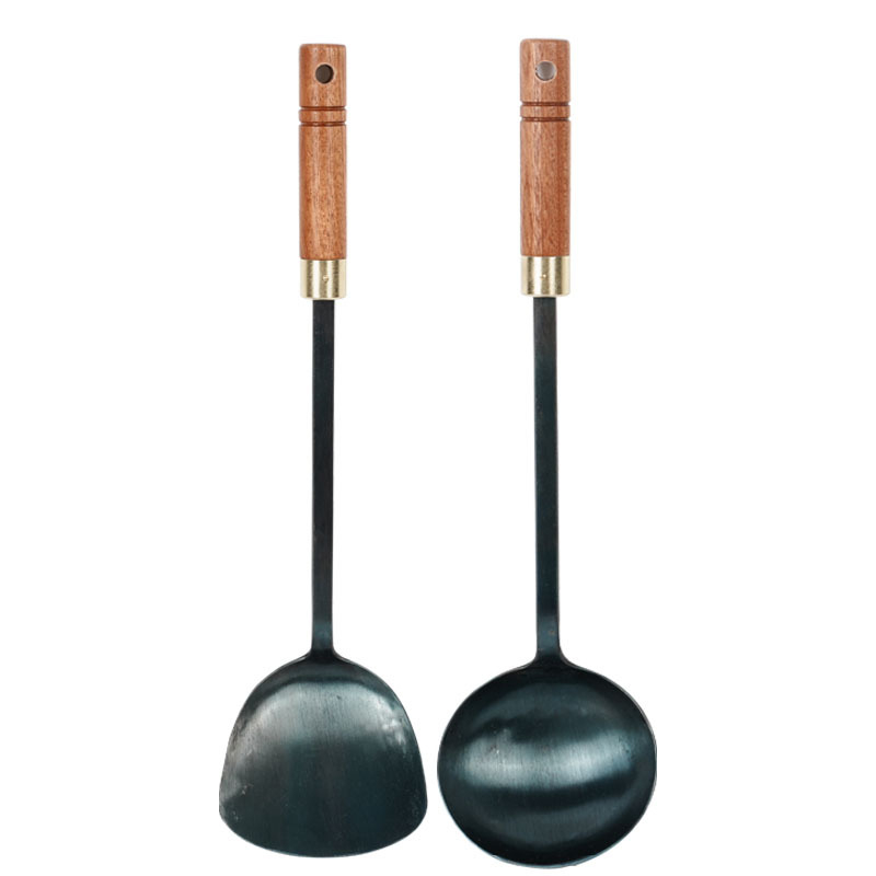 Set metalnih spatula i žlica sa Sabri drškom od drva, teppanyaki kuhinjski pribor, otporan na visoke temperature