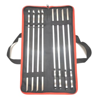 BBQ шишове 8 бр неръждаема стомана плоски дървена дръжка