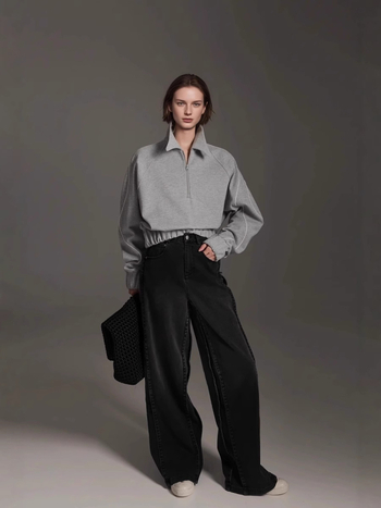 Ženski hlačni kostim od pamuk-poliestera smeše s raglan rukavima, 80–90% pamuka, proljeće 2025, svakodnevni uredski stil