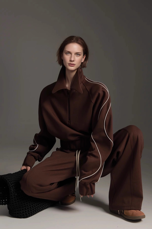 Ženski hlačni kostim od pamuk-poliestera smeše s raglan rukavima, 80–90% pamuka, proljeće 2025, svakodnevni uredski stil