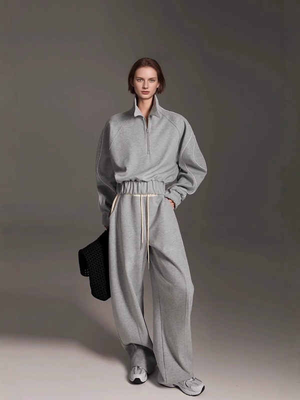 Ženski hlačni kostim od pamuk-poliestera smeše s raglan rukavima, 80–90% pamuka, proljeće 2025, svakodnevni uredski stil