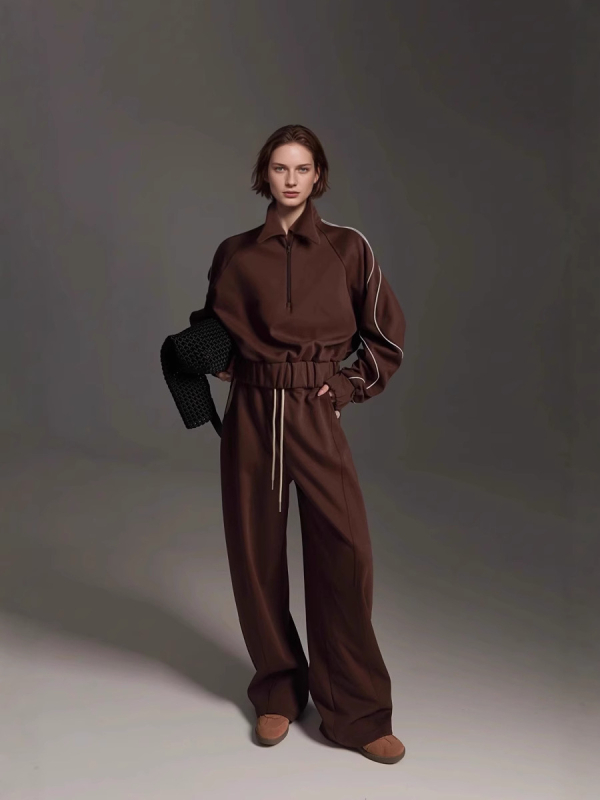 Ženski hlačni kostim od pamuk-poliestera smeše s raglan rukavima, 80–90% pamuka, proljeće 2025, svakodnevni uredski stil