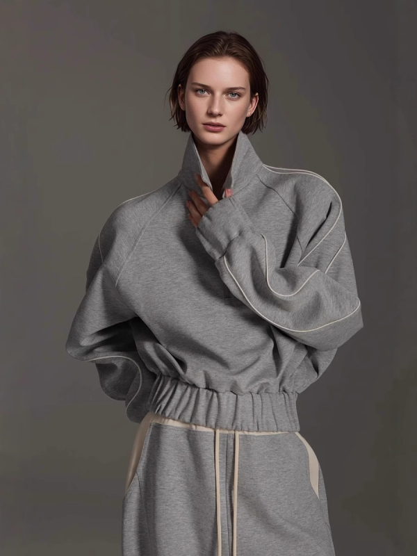 Ženski hlačni kostim od pamuk-poliestera smeše s raglan rukavima, 80–90% pamuka, proljeće 2025, svakodnevni uredski stil