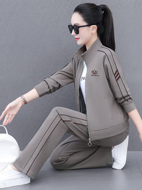 Ženski jesenski casual trodijelni kostim (hoodie + jakna + hlače), pamuk 50–70%, uzorak s riječima/brojevima/tekstom, japansko-korejski ležerni stil, hlače kostim