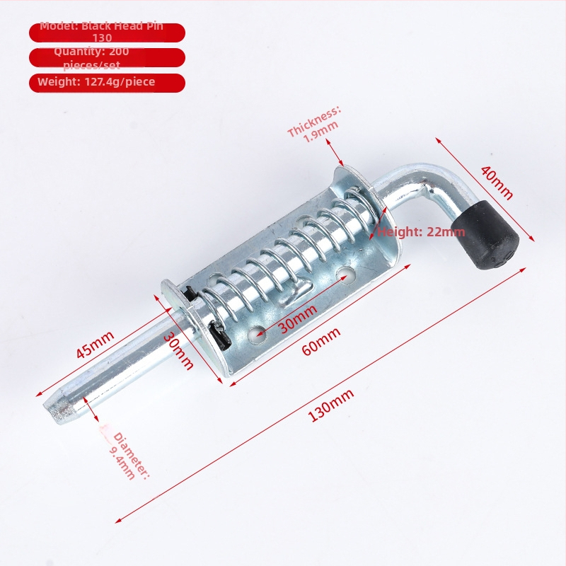 Težak zasun s opružnim mehanizmom, željezo-cinkova legura, automatsko vraćanje, model 130.160.220.260