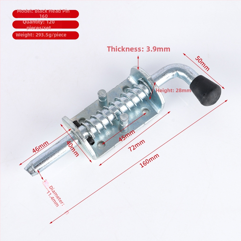 Težak zasun s opružnim mehanizmom, željezo-cinkova legura, automatsko vraćanje, model 130.160.220.260