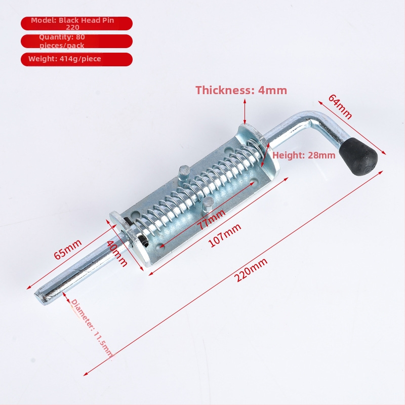 Težak zasun s opružnim mehanizmom, željezo-cinkova legura, automatsko vraćanje, model 130.160.220.260