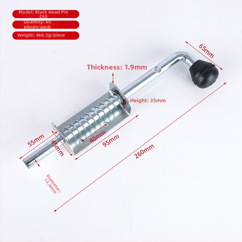 Težak zasun s opružnim mehanizmom, željezo-cinkova legura, automatsko vraćanje, model 130.160.220.260