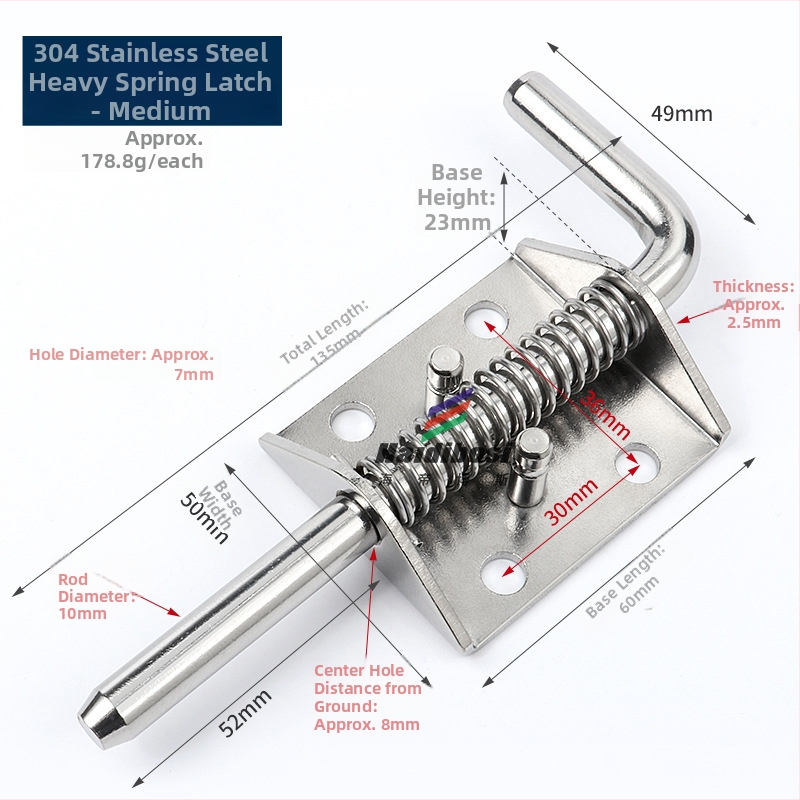 Industrijski teški opružni zasun za ormariće – Tf-345; Materijal: nehrđajući čelik/željezo; Obrada površine: vibracijska/elektroplakiranje; Marka Hedibos