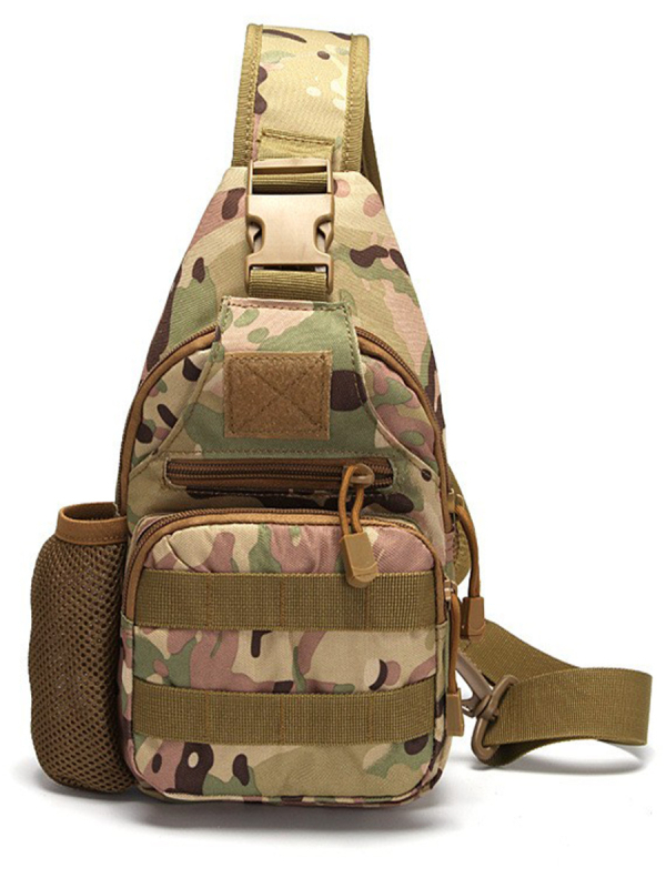 Тактическика външна чанта за гръден кош с бутилка за вода, военен стил през кръст, голям капацитет, многофункционална походна чанта за колоездене и риболов, найлон 900D