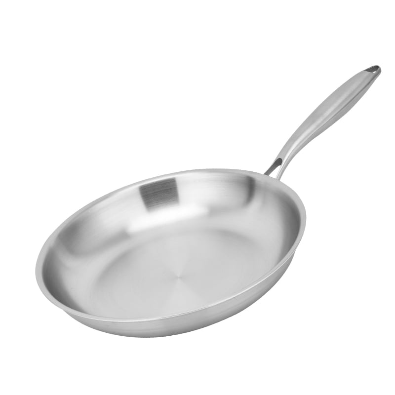 Trostruki čelični tiganj s ravnim dnom, bez premaza, prehrambena nehrđajuća čelična posuda, kompatibilan s indukcijom, za steak