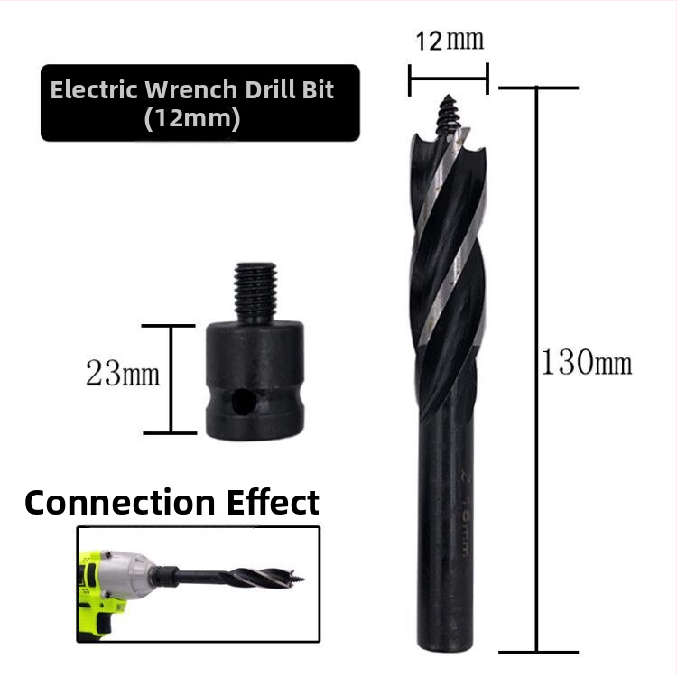 Rich Rock Șurubelniță electrică scurtă cu patru lame și patru canale pentru tâmplărie – adaptor prelungitor pentru găuri în plăci din lemn