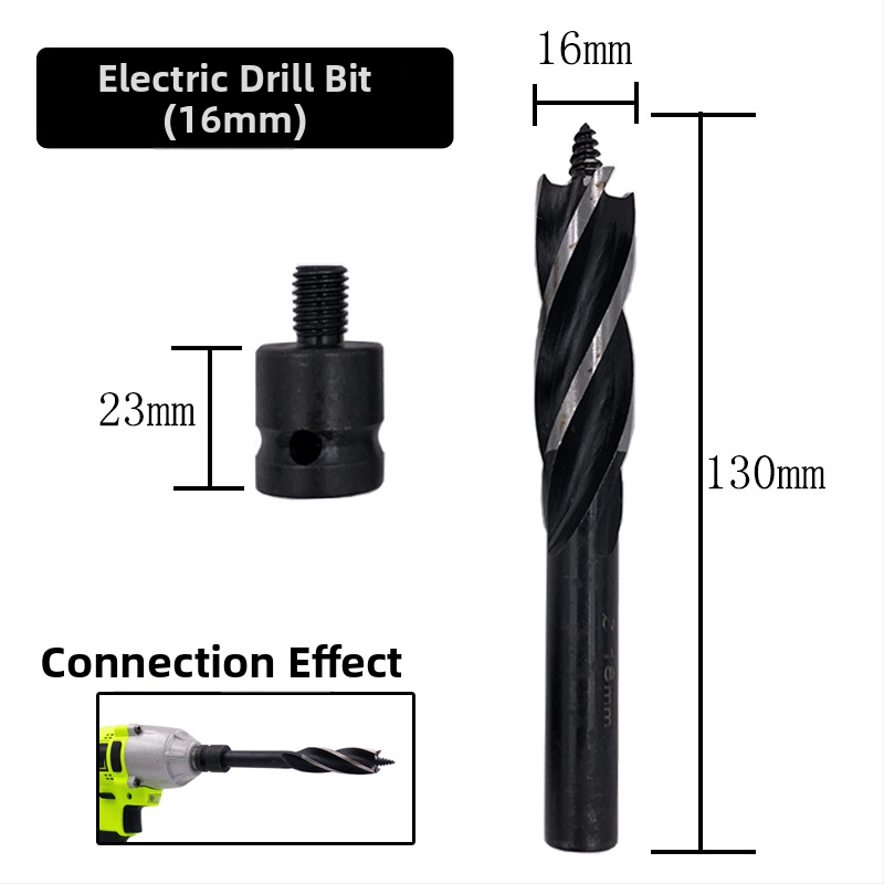 Rich Rock Șurubelniță electrică scurtă cu patru lame și patru canale pentru tâmplărie – adaptor prelungitor pentru găuri în plăci din lemn