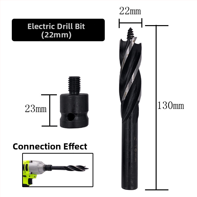 Rich Rock Șurubelniță electrică scurtă cu patru lame și patru canale pentru tâmplărie – adaptor prelungitor pentru găuri în plăci din lemn