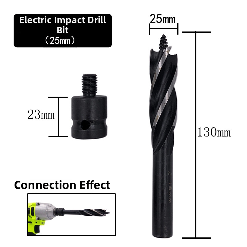 Rich Rock Șurubelniță electrică scurtă cu patru lame și patru canale pentru tâmplărie – adaptor prelungitor pentru găuri în plăci din lemn