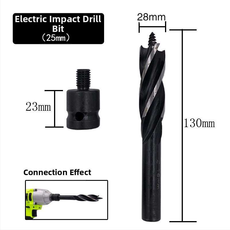Rich Rock Șurubelniță electrică scurtă cu patru lame și patru canale pentru tâmplărie – adaptor prelungitor pentru găuri în plăci din lemn