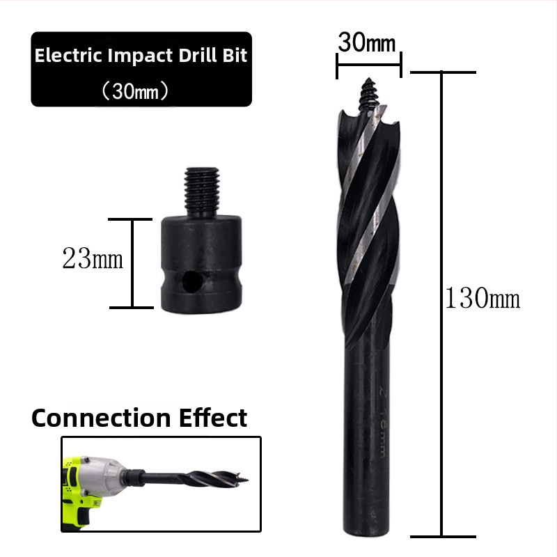 Rich Rock Șurubelniță electrică scurtă cu patru lame și patru canale pentru tâmplărie – adaptor prelungitor pentru găuri în plăci din lemn