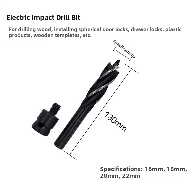 Rich Rock Șurubelniță electrică scurtă cu patru lame și patru canale pentru tâmplărie – adaptor prelungitor pentru găuri în plăci din lemn
